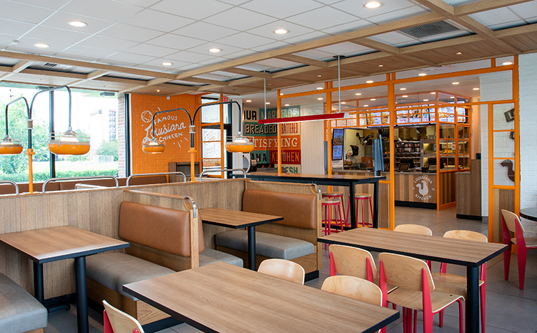 The interior of a Popeyes restaurant. (Credit: RBI Brands)