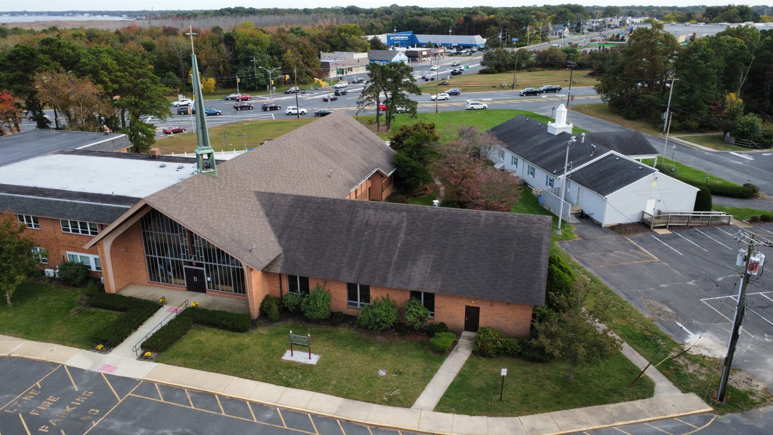 An aerial view of St. Thomas Lutheran Church and the proposed site of Temple Beth Or, Brick, N.J. (Photo: Daniel Nee)