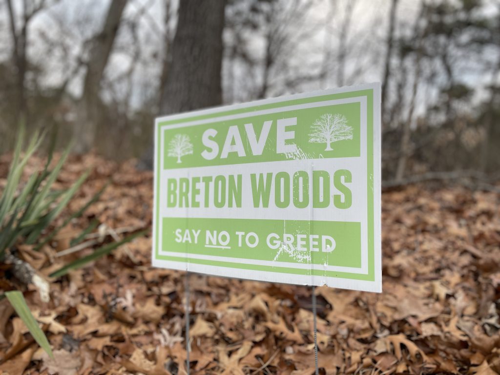 The Breton Woods property where 59 homes have been proposed as part of a new development, Dec. 2022. (Photo: Daniel Nee)
