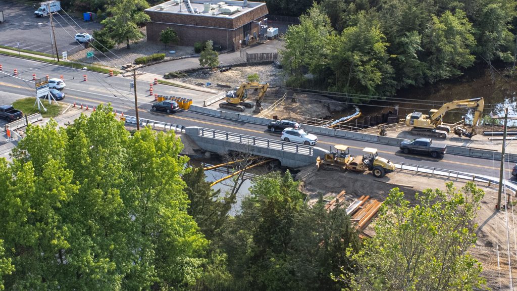 Replacement of the Duck Farm Bridge in Brick continues, May 2023. (Photo: Shorebeat)