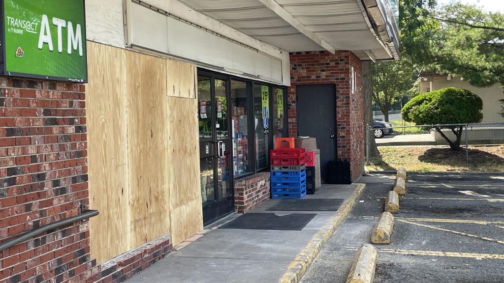 The 7-Eleven store on Burnt Tavern Road, Brick, following an accident July 10, 2023. (Photo: Shorebeat)