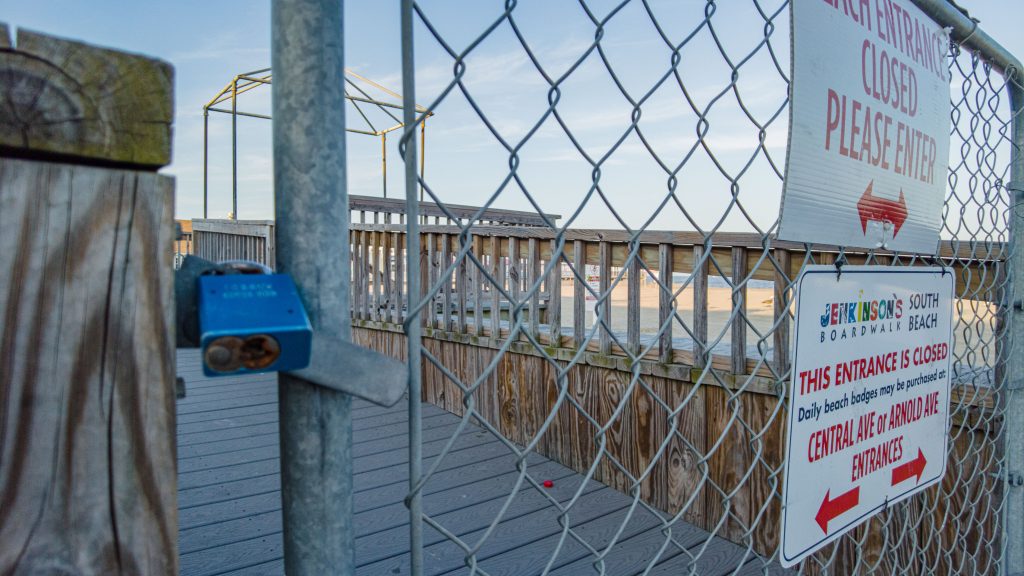 Closed and locked beaches in Point Pleasant Beach, N.J., Sept. 12, 2023. (Photo: Shorebeat)