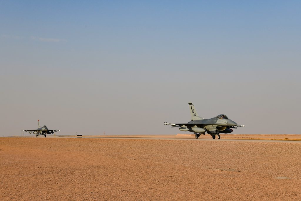 New Jersey Air National Guard F-16s arrive in the Middle East, Oct. 24, 2023. (Air Force Photo)