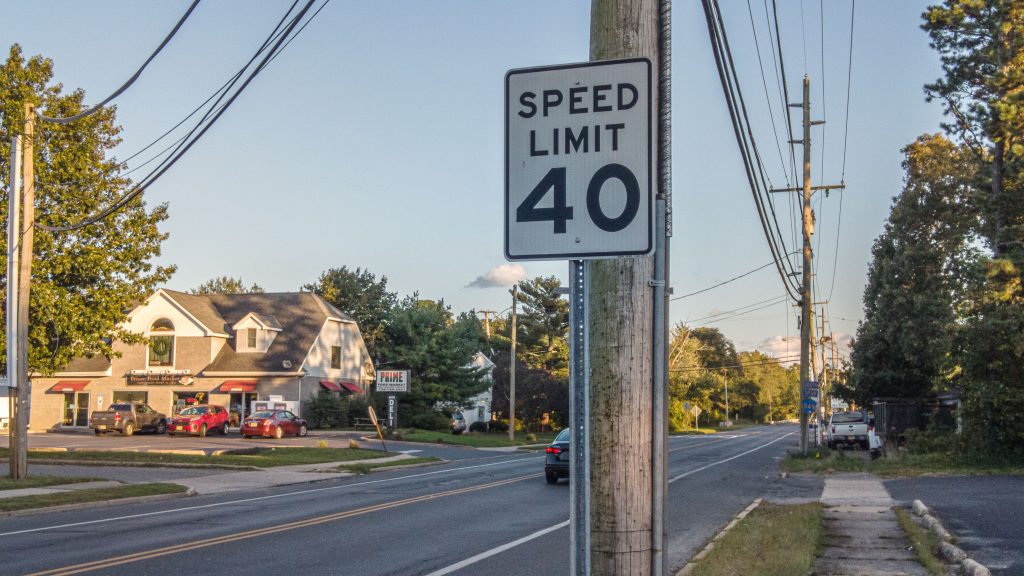 Speed Limit and directional signs on Herbertsville Road, Brick, N.J., Oct. 2023. (Photo: Shorebeat)