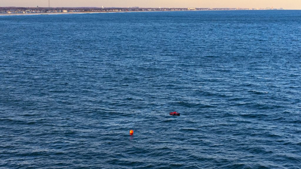 A buoy and navigational marker floating above the wreck of the Susan Rose off Point Pleasant Beach, Nov. 20, 2023. (Photo: Shorebeat)