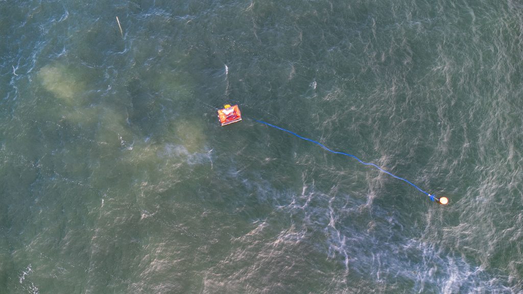 A buoy and navigational marker floating above the wreck of the Susan Rose off Point Pleasant Beach, Nov. 20, 2023. (Photo: Shorebeat)