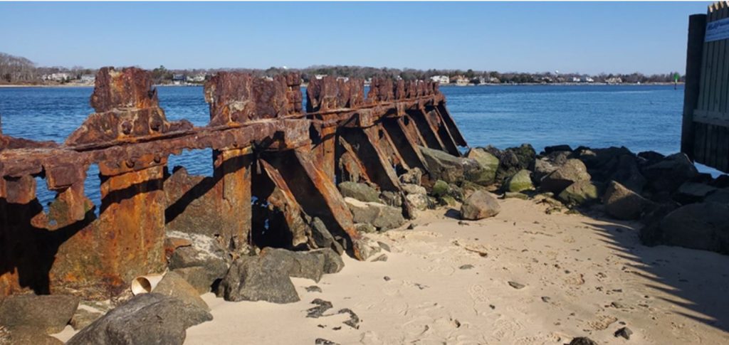 Deteriorating bulkheading along the Point Pleasant Canal's north entrance, Dec. 2023. (Photo: USACE Philadelphia District)