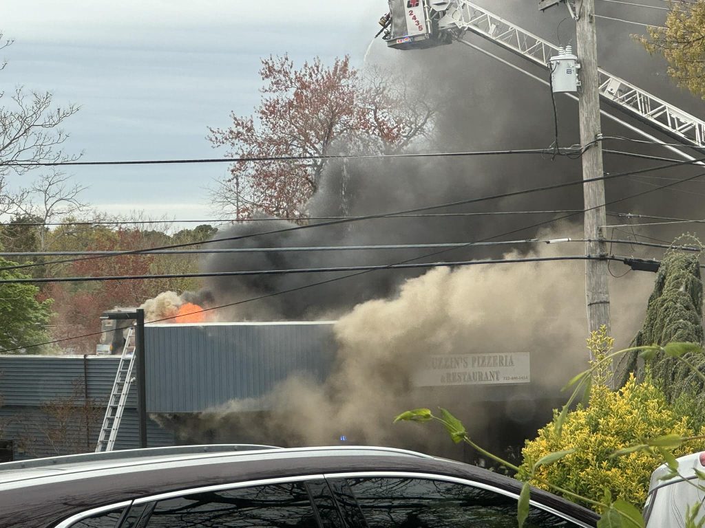 A fire at a shopping center on Herbertsville Road in Brick, April 27, 2024. (Credit: Lisa Pruticka/ Facebook)