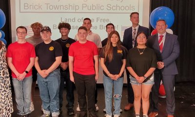 Mayor Lisa Crate and a group of Brick students about to begin their military service, May 2024. (Photo: Brick Township)