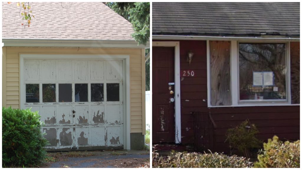 Abandoned homes on Winchester Drive Riverside Drive North, slated for demolition. (Photo: Shorebeat/Google Earth)