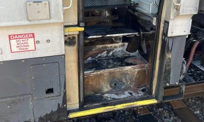 A fire on a New Jersey Transit train, Aug. 10, 2024, Point Pleasant Beach, N.J. (Photo: Ocean Fire Company)