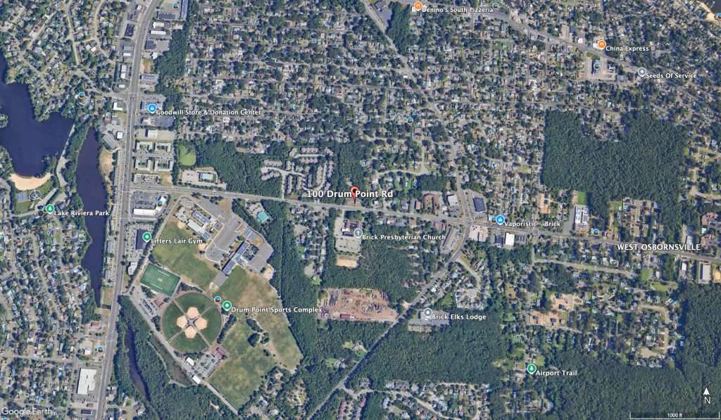 100 Drum Point Road, Brick, N.J. (Credit: Google Earth)