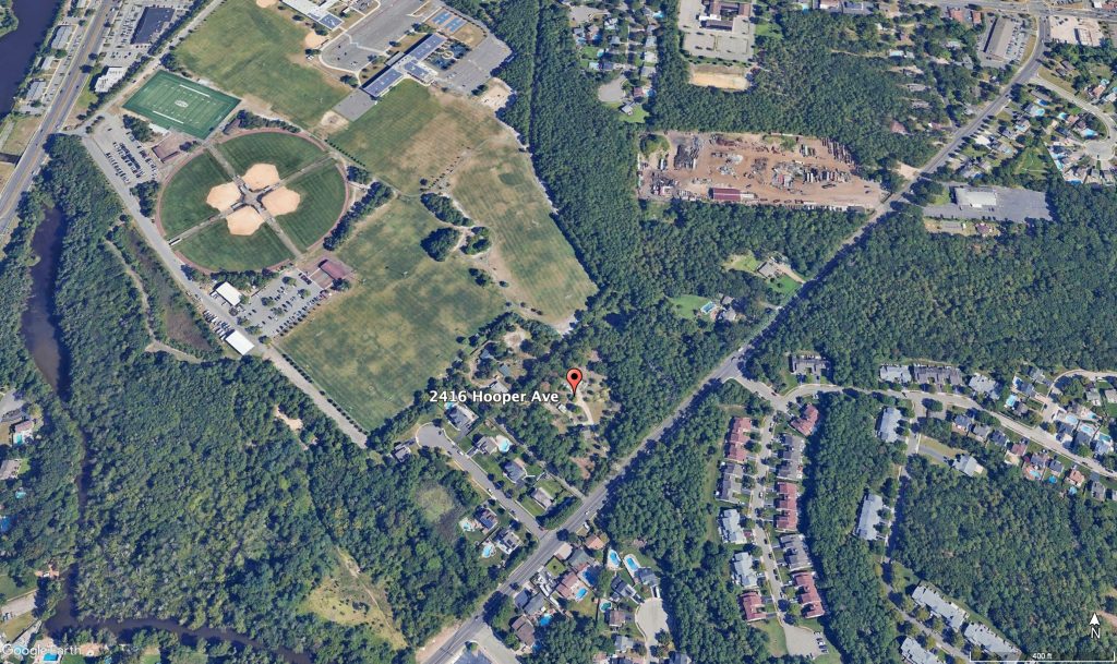 A map showing the property at 2416 (Old) Hooper Avenue, Brick, N.J. (Credit: Google Earth)