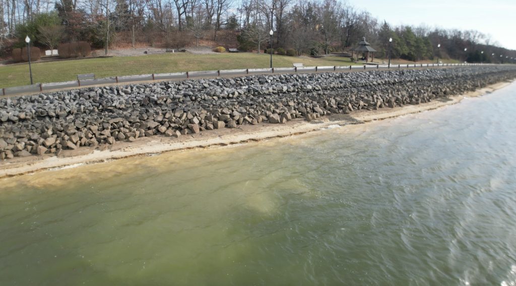 Dry conditions at the Brick Township Reservoir, Dec. 1, 2024. (Credit: John Barrett)