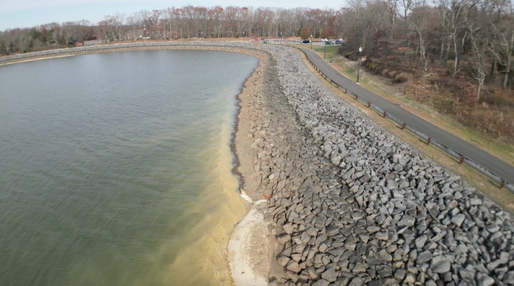 Dry conditions at the Brick Township Reservoir, Dec. 1, 2024. (Credit: John Barrett)