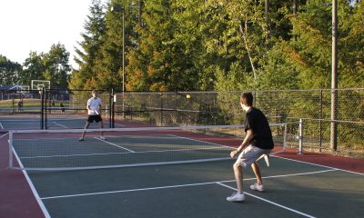 Men wearing black T-shirts, Men wearing shorts, Men wearing white T-shirts, Pickleball courts, Pickleball players, Self-published work