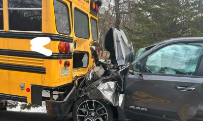 An accident involving a Brick Township school bus, March 6, 2025. (Reader-Submitted Photo)